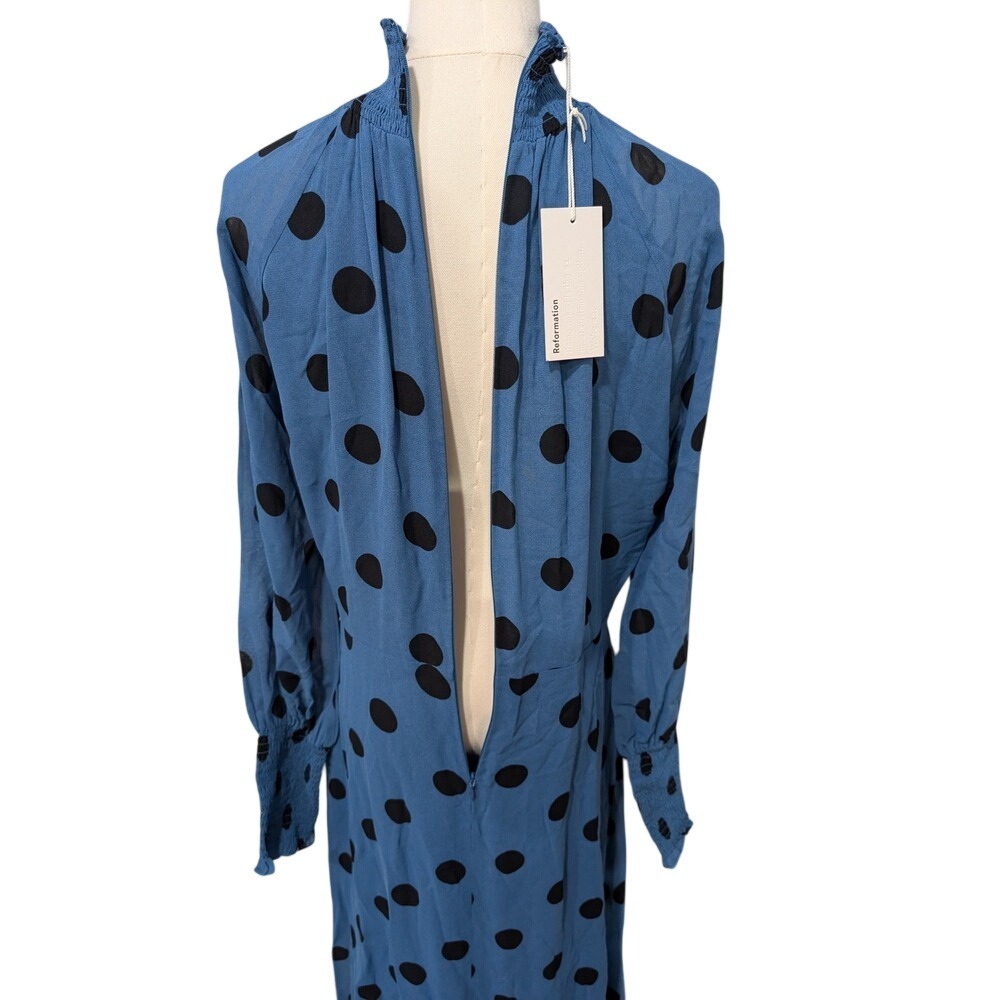NWT Reformation Valentin Porto Polka Dot‎ Long Dress Size 10 - Picture 6 of 14